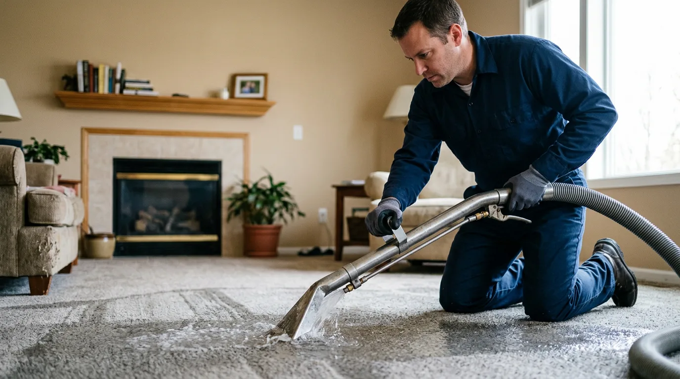 Water damage restoration technician working near Buckingham, IL
